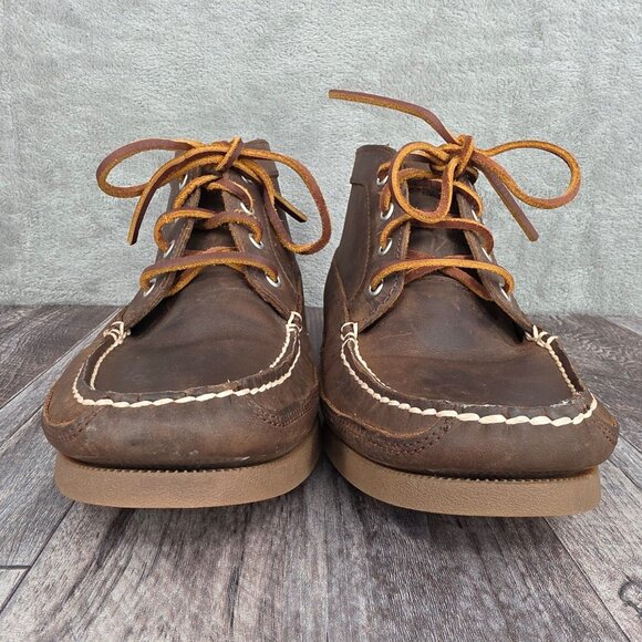 Sperry Top Sider Chukka Boots 9.5 High Tops Dark Brown Leather Lace Up Preppy - Picture 4 of 12